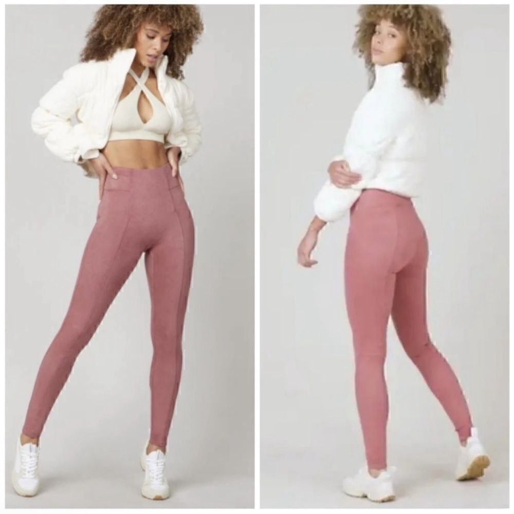 Spanx High Waist Faux Suede Leggings in Rich Rose Pink Tall